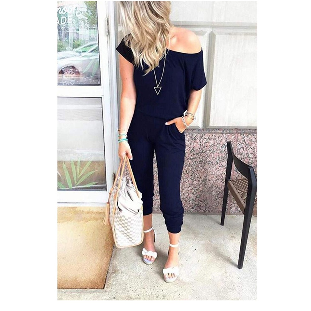 🆕 Navy ~ Off Shoulder Jumpsuit - Picture 2 of 7